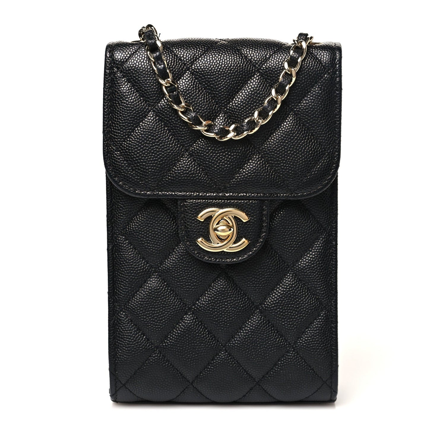 Caviar Quilted Classic Phone Holder Black