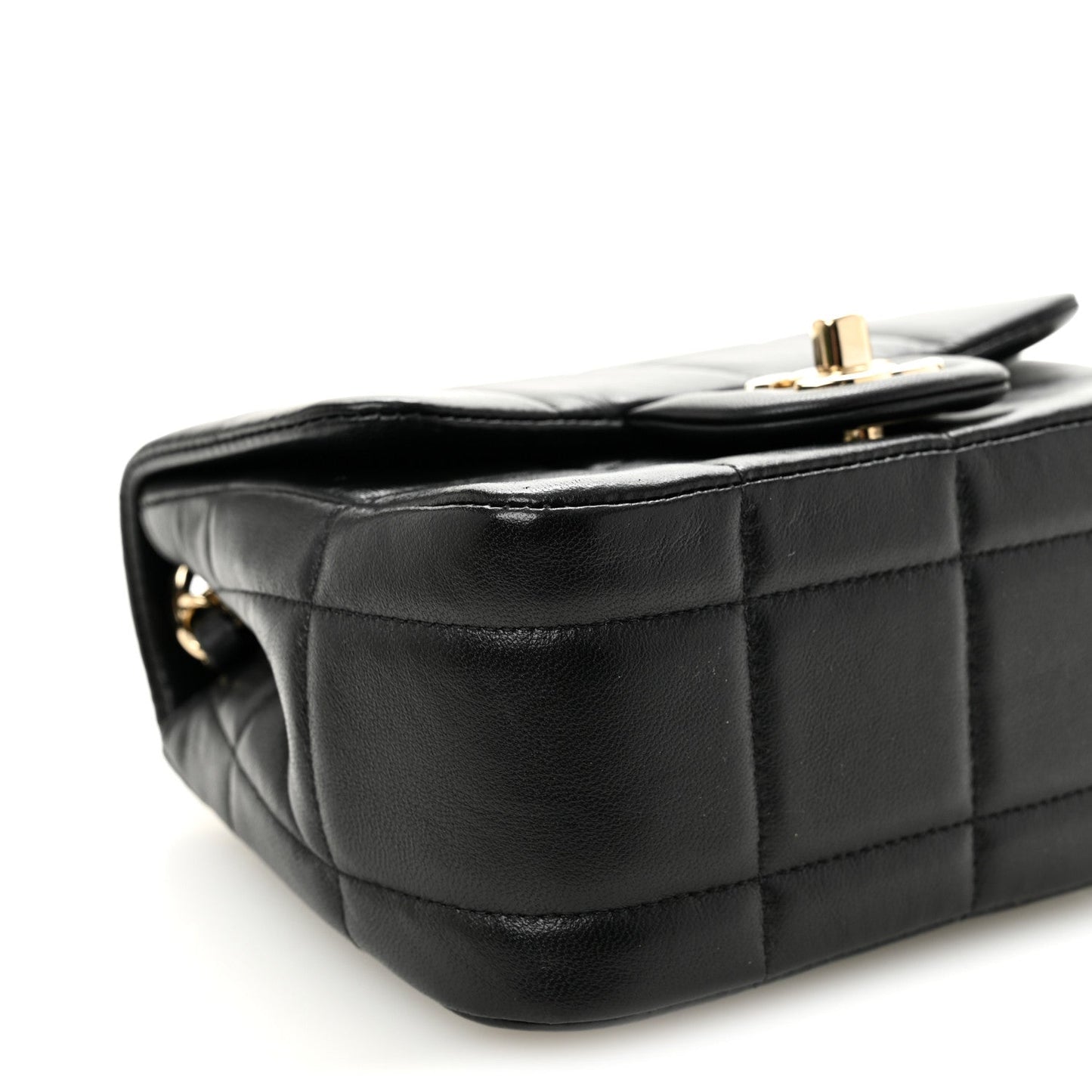 Lambskin Resin Crystal Square Quilted Mini Monacoco Flap Black