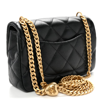 Caviar Quilted Mini Sweetheart Rectangular Flap Black