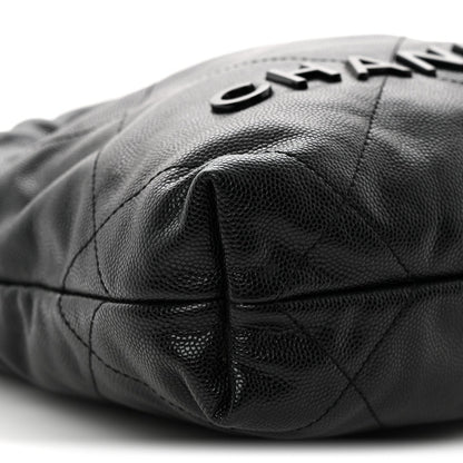 Shiny Caviar Quilted Monochrome Mini Chanel 22 Black