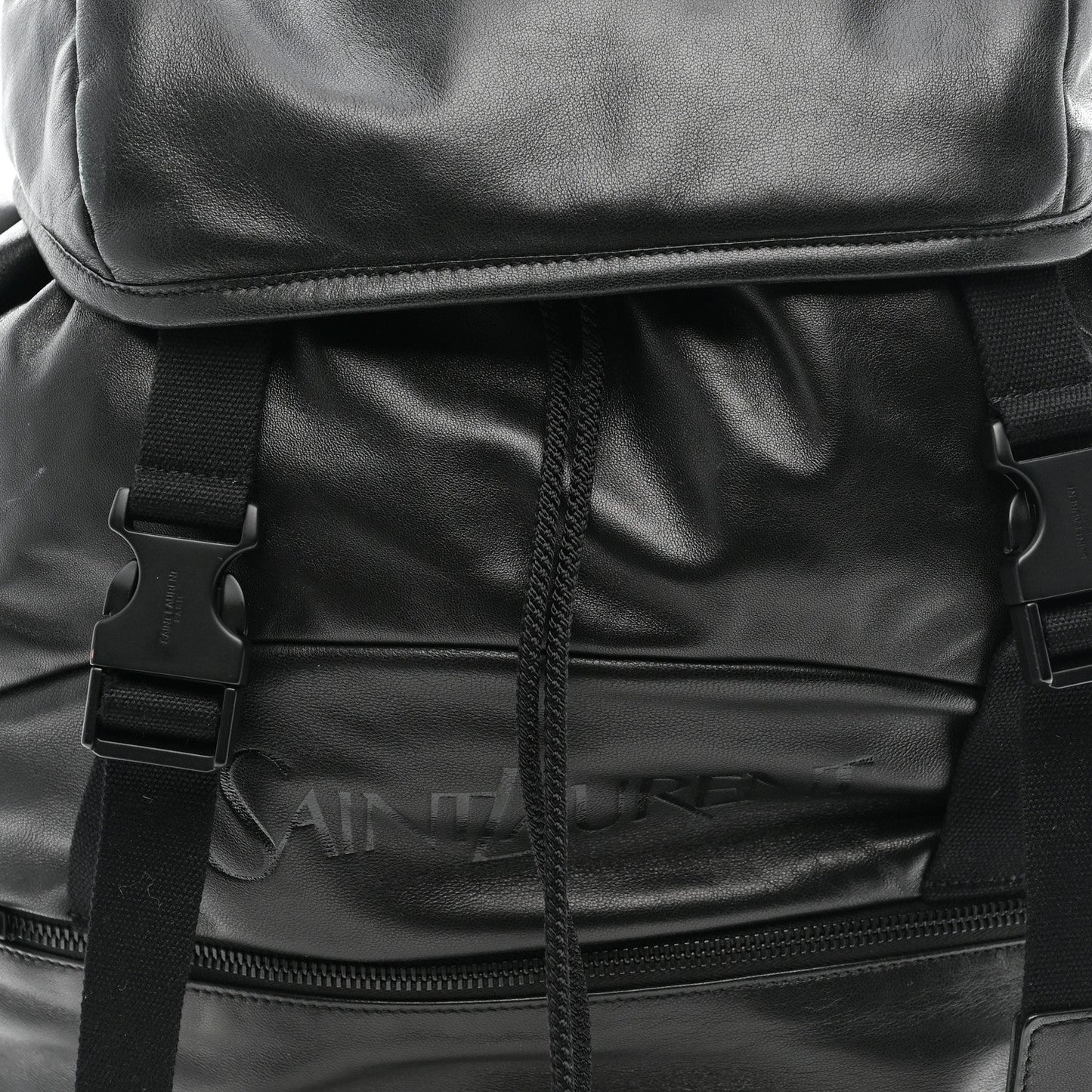 Lambskin Logo Debossed Backpack Black
