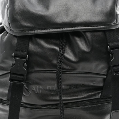 Lambskin Logo Debossed Backpack Black