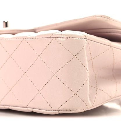 Lambskin Quilted Medium Double Flap Light Pink