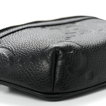 Piuma Calfskin Jumbo GG Embossed Small Belt Bag Black
