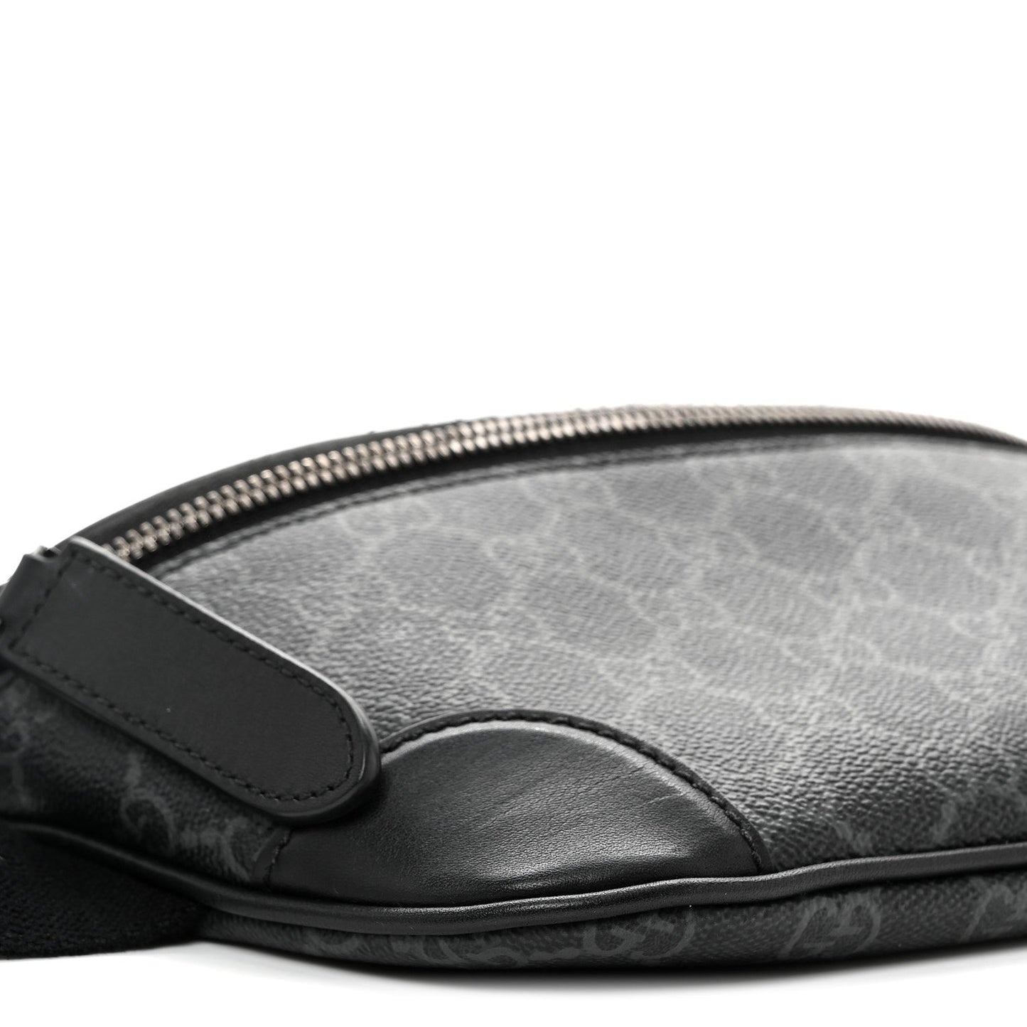 GG Supreme Monogram Emblem Calfskin Small Belt Bag Black Grey