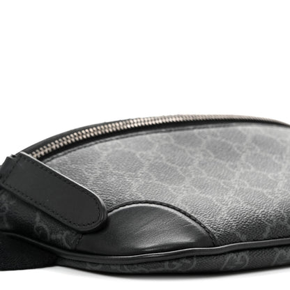 GG Supreme Monogram Emblem Calfskin Small Belt Bag Black Grey