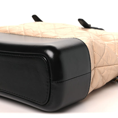 Aged Calfskin Quilted Medium Gabrielle Shopping Tote Beige Black