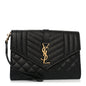 Grain De Poudre Textured Mixed Matelasse Triquilt Monogram Clutch Black