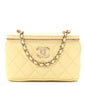 Lambskin Quilted Small Vanity Case With Chain Light Yellow