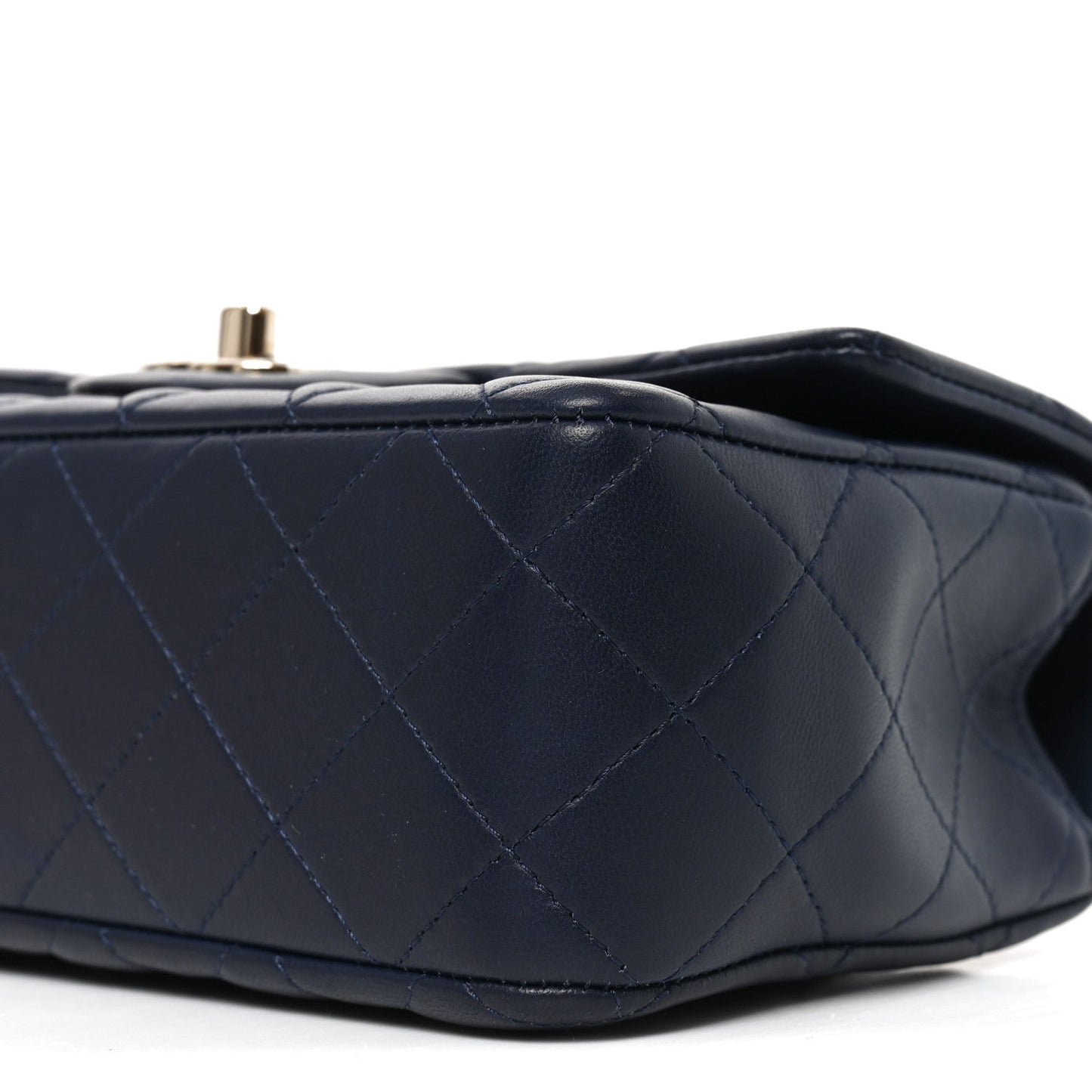Lambskin Quilted Mini Chain Top Handle Rectangular Flap Navy