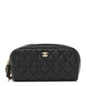 Caviar Quilted Toiletry Case With Chain Black