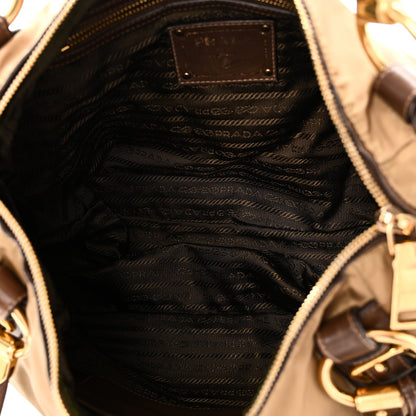 Tessuto Nylon Vitello Daino Satchel Tabacco