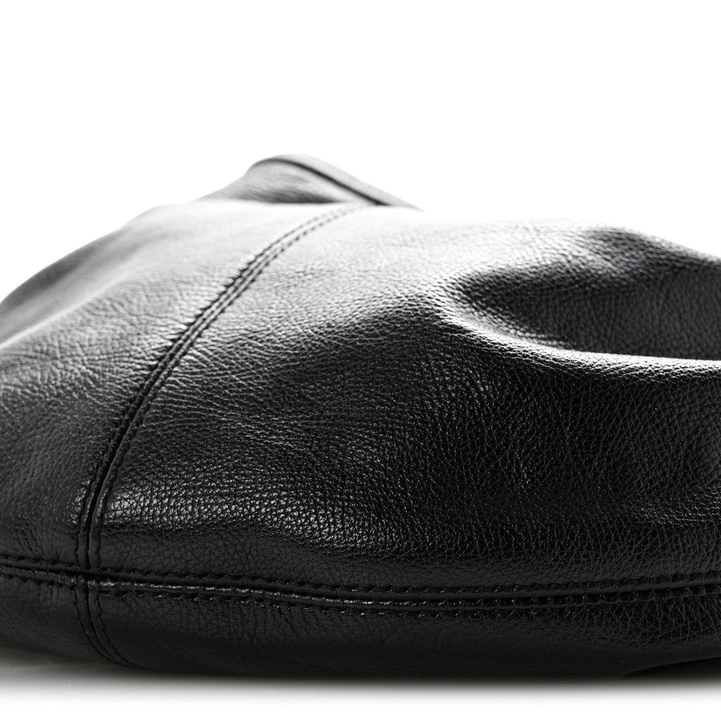 Grained Calfskin Small Bracelet Hobo Bag Black