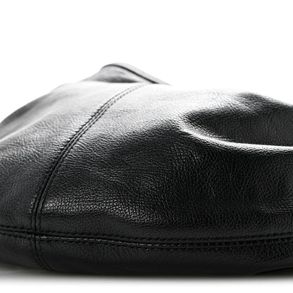 Grained Calfskin Small Bracelet Hobo Bag Black