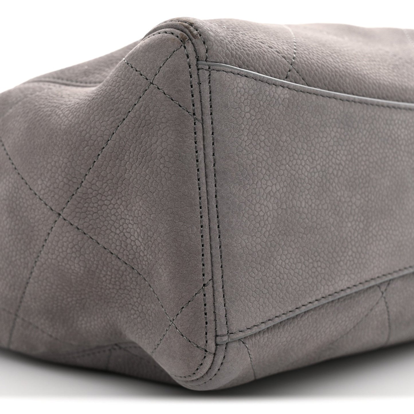 Grained Nubuck Caviar Quilted Large Shopping Bag Grey