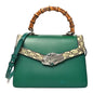 Calfskin Snakeskin Small Lilith Top Handle Bag Green