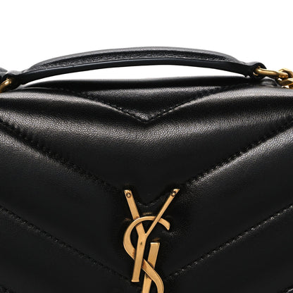 Lambskin Chevron Quilted Small Loulou Bag Black