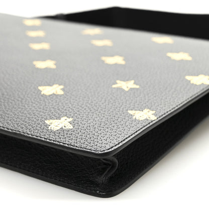 Grained Calfskin Bee Star Messenger Black