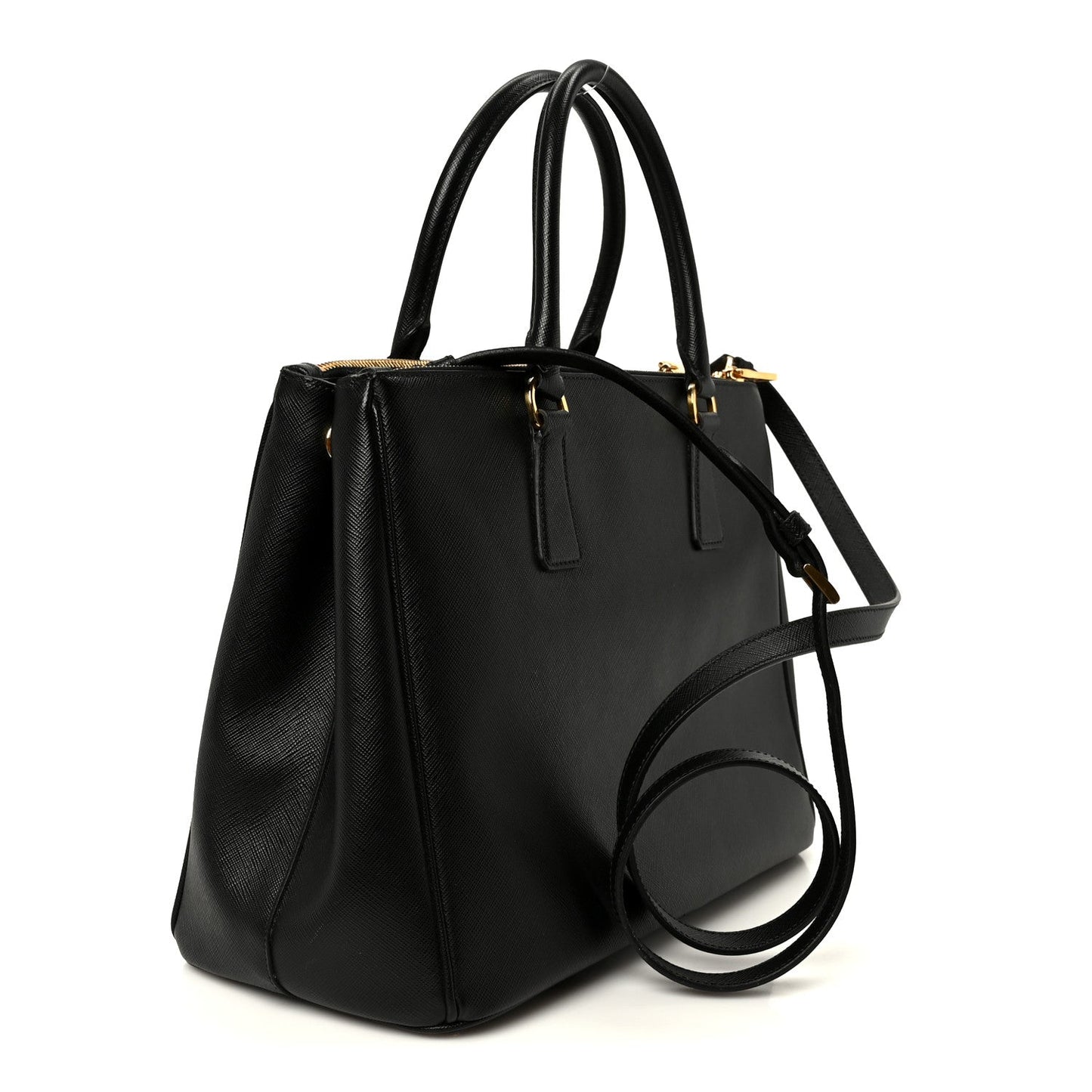 Saffiano Lux Large Galleria Double Zip Tote Black