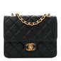 Lambskin Quilted CC Logo Mini Flap Black