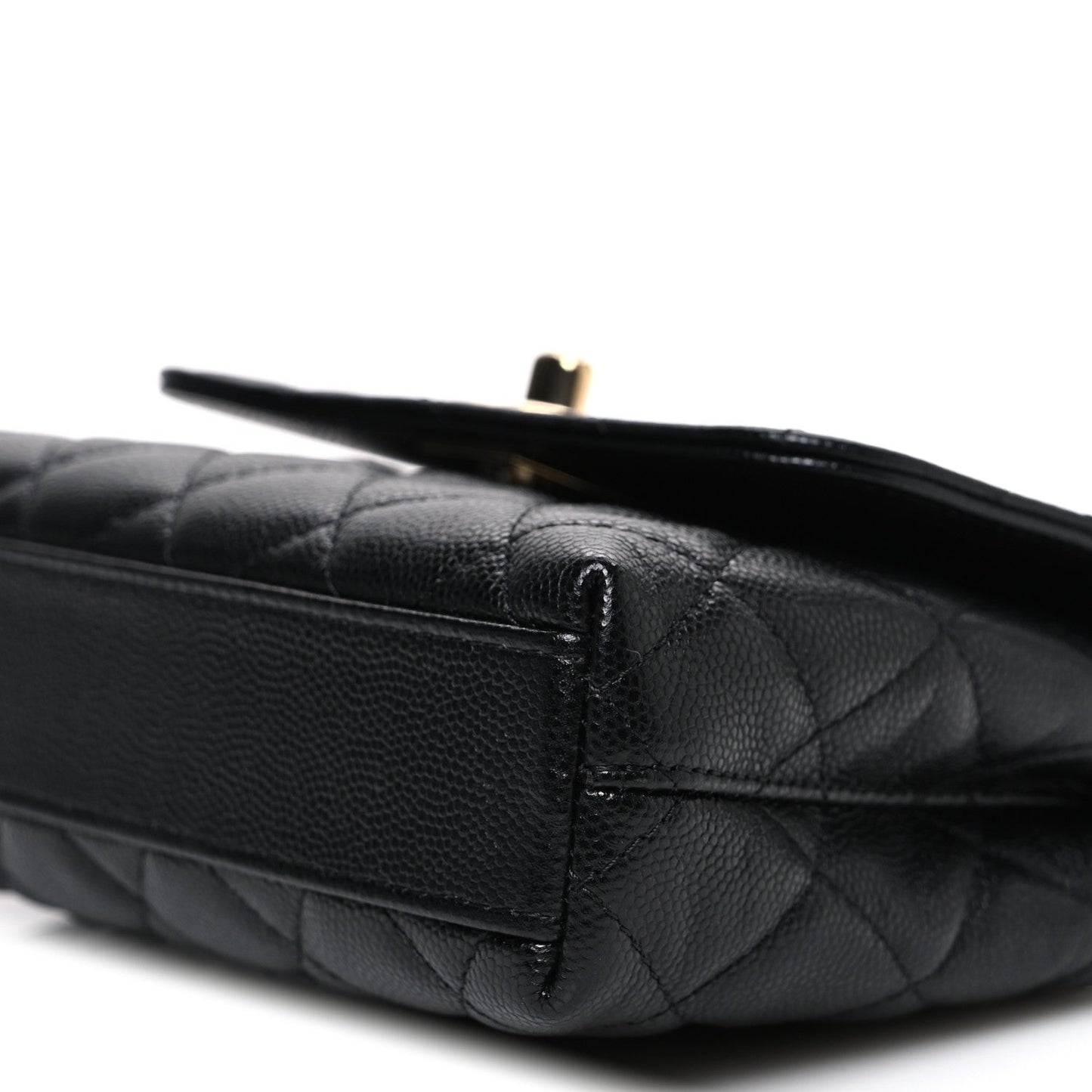 Caviar Quilted Coco Handle Clutch With Chain Black