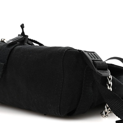 Canvas Pierced Army Messenger Bag Black