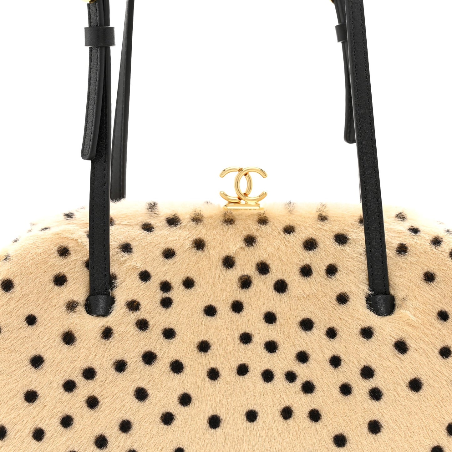 Pony Hair Cheetah Print Pretty CC Clutch With Strap Light Beige Black