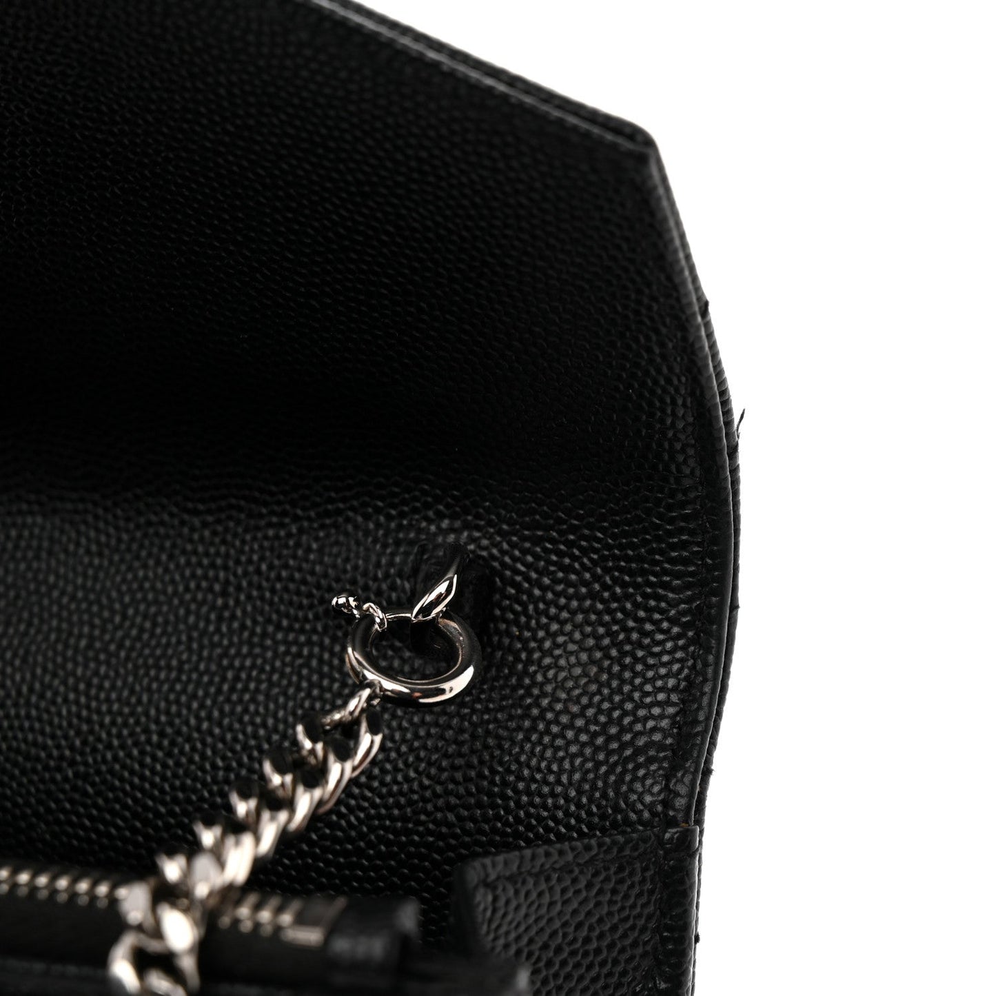 Grain De Poudre Matelasse Chevron Monogram Envelope Chain Wallet Black