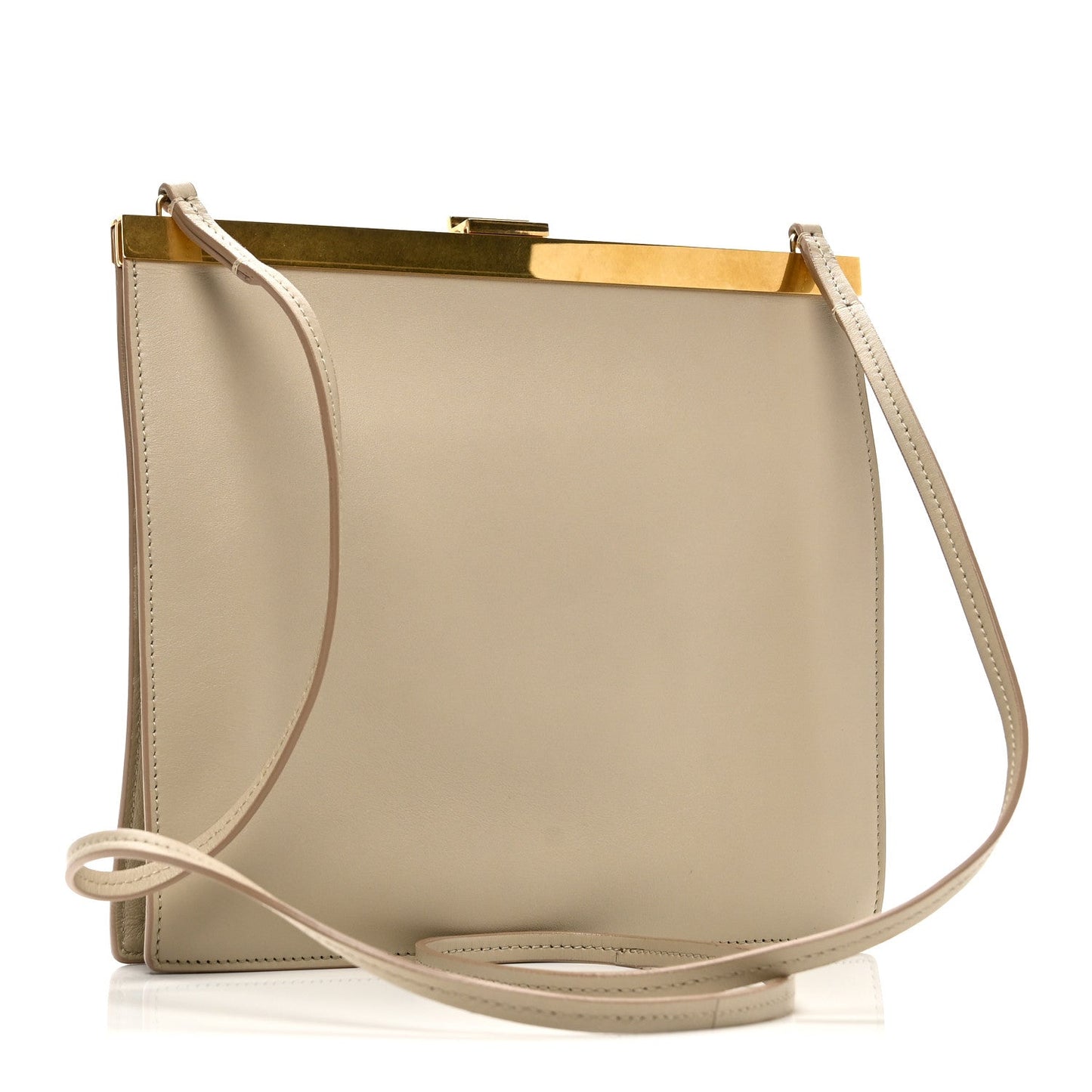 Smooth Calfskin Mini Clasp Bag Beige