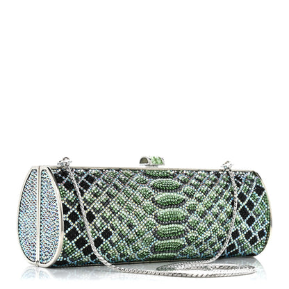 Swarovski Crystal Scales Minaudiere Clutch Blue Multicolor