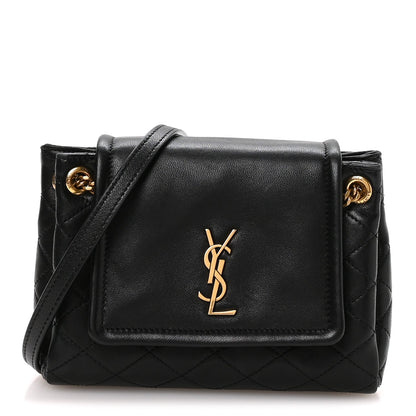 Lambskin Quilted Monogram Mini Nolita Black