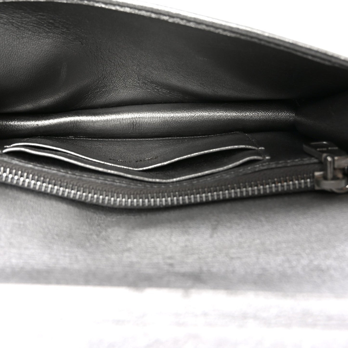 Metallic Nappa Matelasse Chain Crossbody Silver