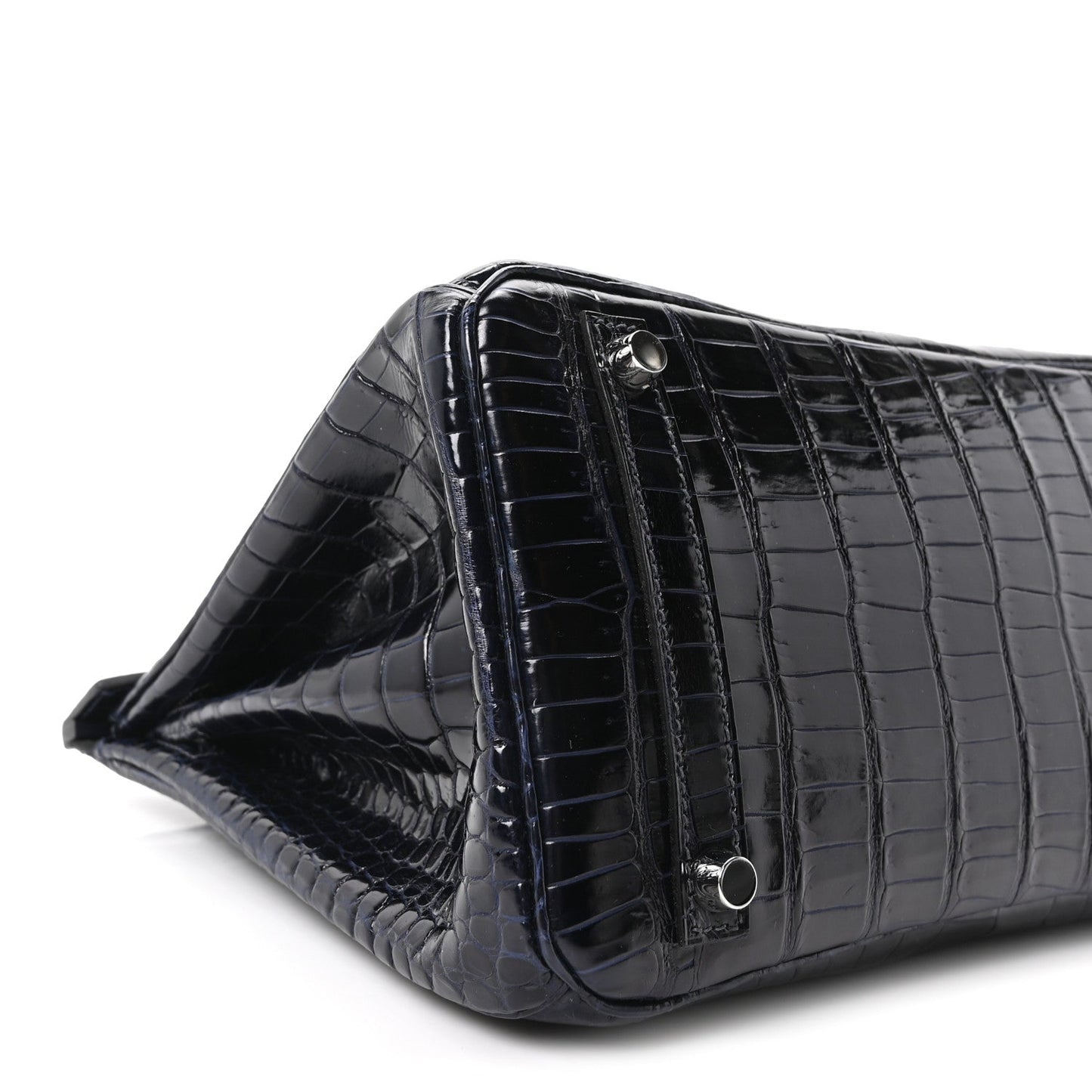 Shiny Porosus Crocodile Birkin 30 Bleu Marine