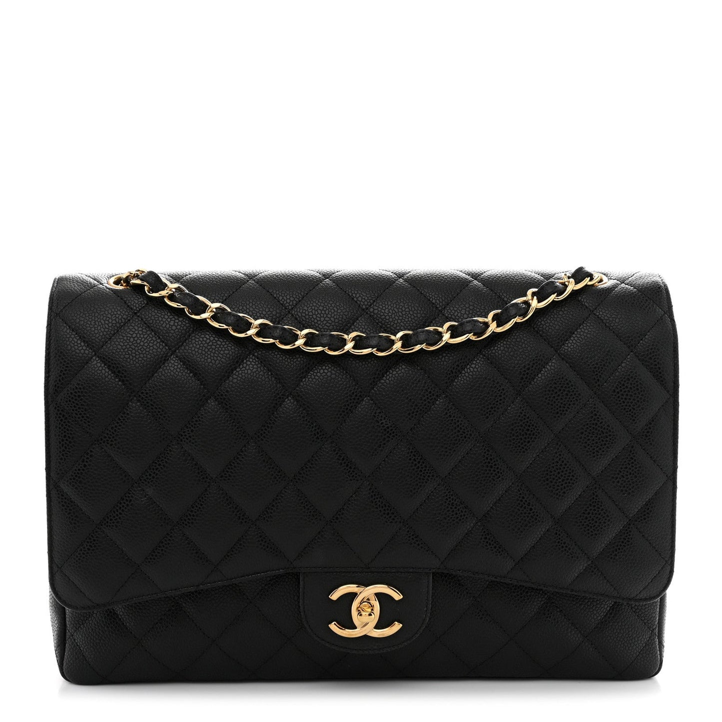 Caviar Quilted Maxi Double Flap Black
