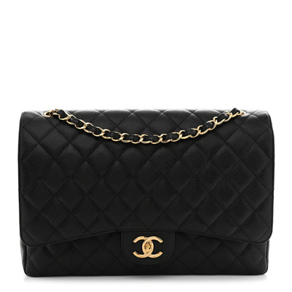 Caviar Quilted Maxi Double Flap Black