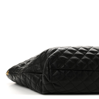 Lambskin Quilted Maxi Icare Shopping Tote Black