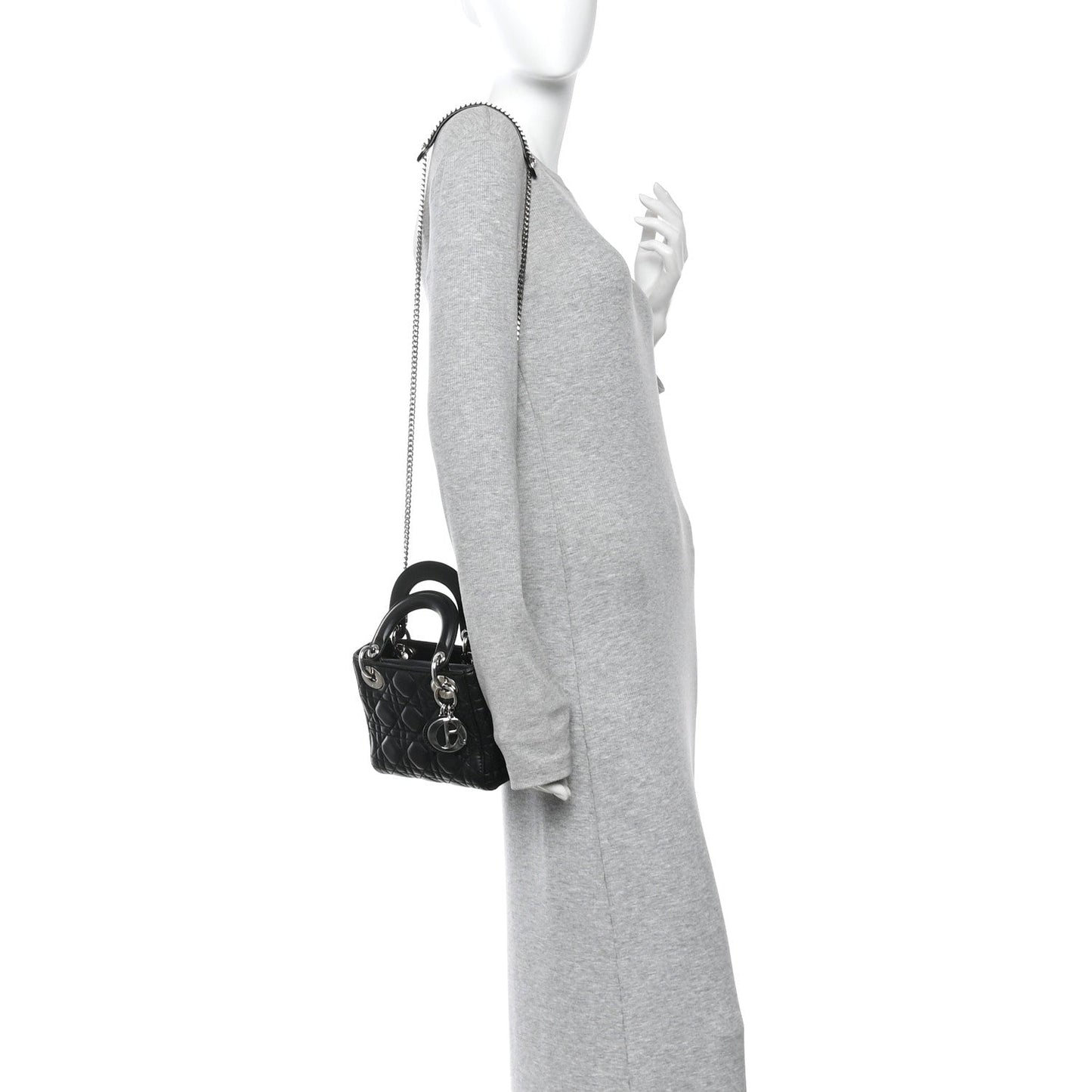 Lambskin Cannage Mini Lady Dior Black