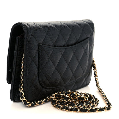 Caviar Quilted Wallet On Chain WOC Black