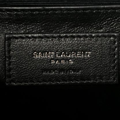 Grain De Poudre Textured Mixed Matelasse Triquilt Medium Monogram Monochrome Satchel Black