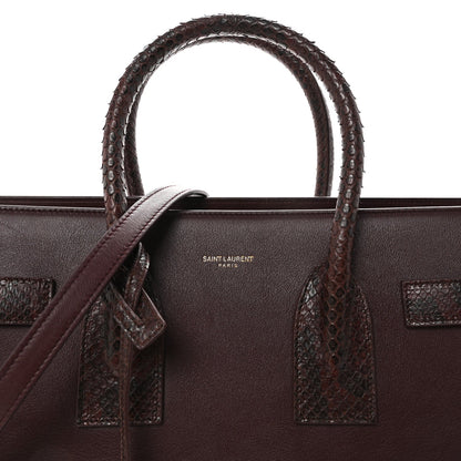 Calfskin Snakeskin Small Sac De Jour Burgundy