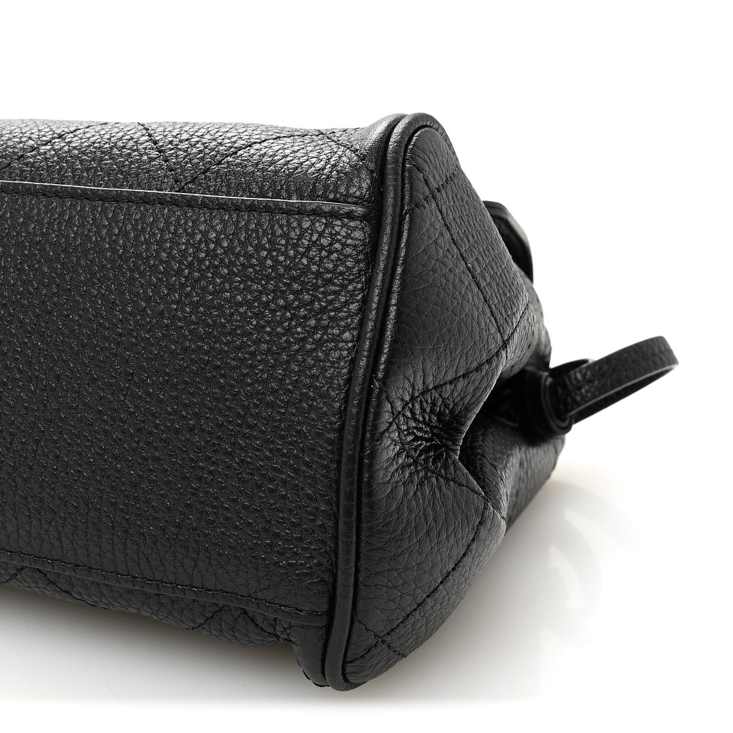 Grained Calfskin Stitched Urban Essentials Small Shopping Bag Black