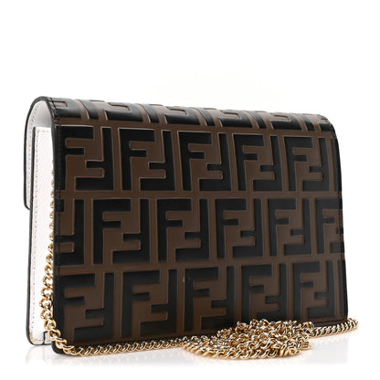 Vitello Cruise F is Fendi Bi-Color FF 1974 Embossed Medium Envelope Wallet On Chain Maya Black White