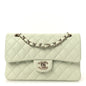 Caviar Quilted Small Double Flap Light Green