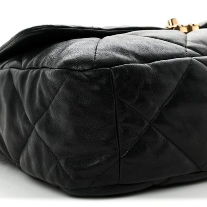 Goatskin Quilted Maxi Chanel 19 Flap Black