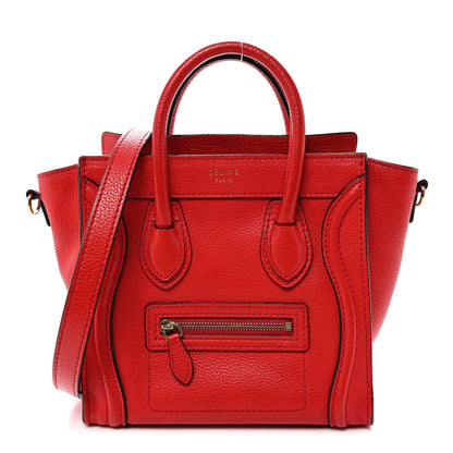Drummed Calfskin Nano Luggage Vermillion