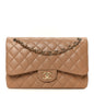 Lambskin Quilted Jumbo Double Flap Dark Beige