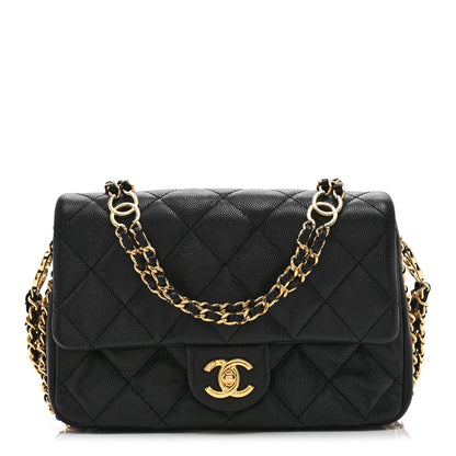 Caviar Quilted Mini CC You Flap Black