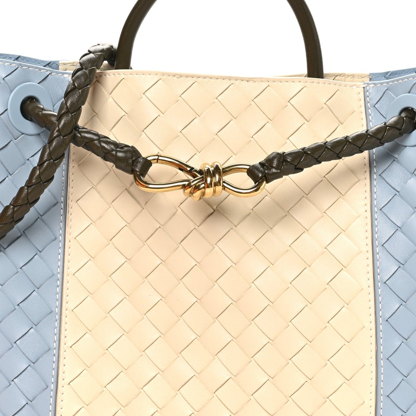 Nappa Intrecciato Medium Andiamo Shoulder Bag Sea Salt Ice Kaki