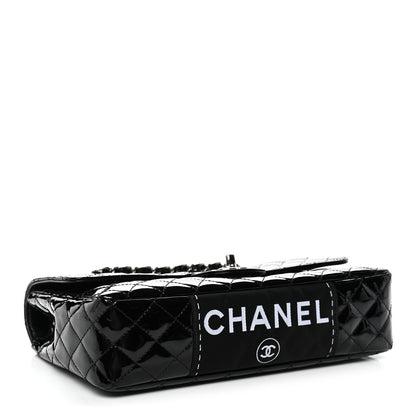 Patent Quilted Secret Label Medium Flap Black