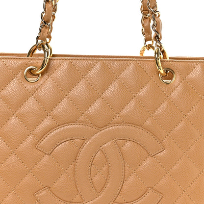 Caviar Quilted Grand Shopping Tote GST Beige